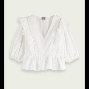 White cotton blouse with ruffle detailing #cottagecore #cowboy